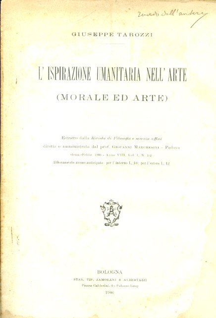 L'ispirazione umanitaria nell'arte (morale ed arte). Estratto dalla Rivista di …