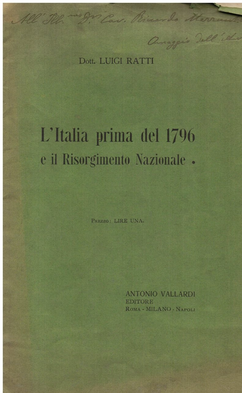 L' Italia prima del 1796 e il Risorgimento Nazionale