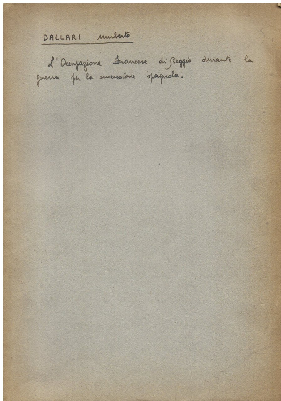 L' occupazione francese di Reggio durante la guerra per la …