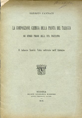 La composizione chimica della pianta del tabacco nei diversi periodi …