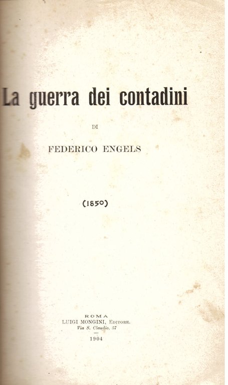 La guerra dei contadini di Federico Engels (1850). Versione dall'originale …