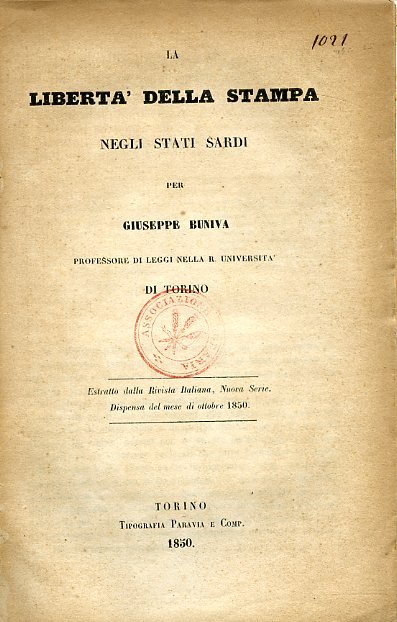 La libertà della stampa negli Stati Sardi. Estratto dalla Rivista …