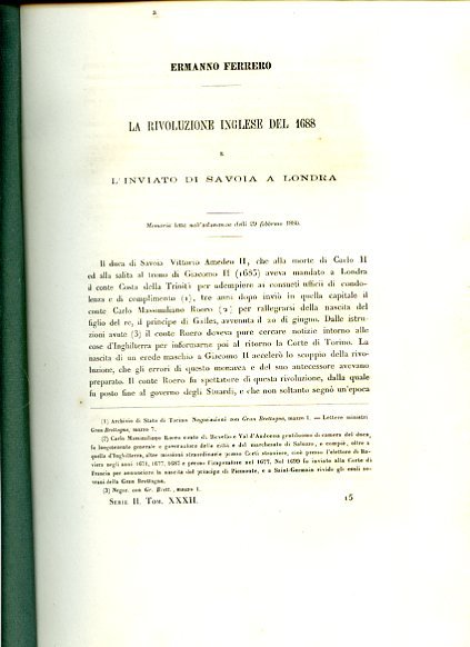 La Rivoluzione Inglese del 1688 e l'inviato di Savoia a …