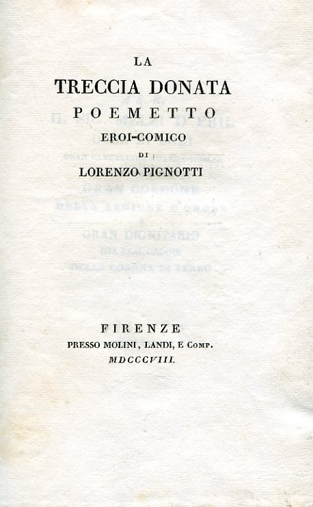 La treccia donata. Poemetto eroicomico