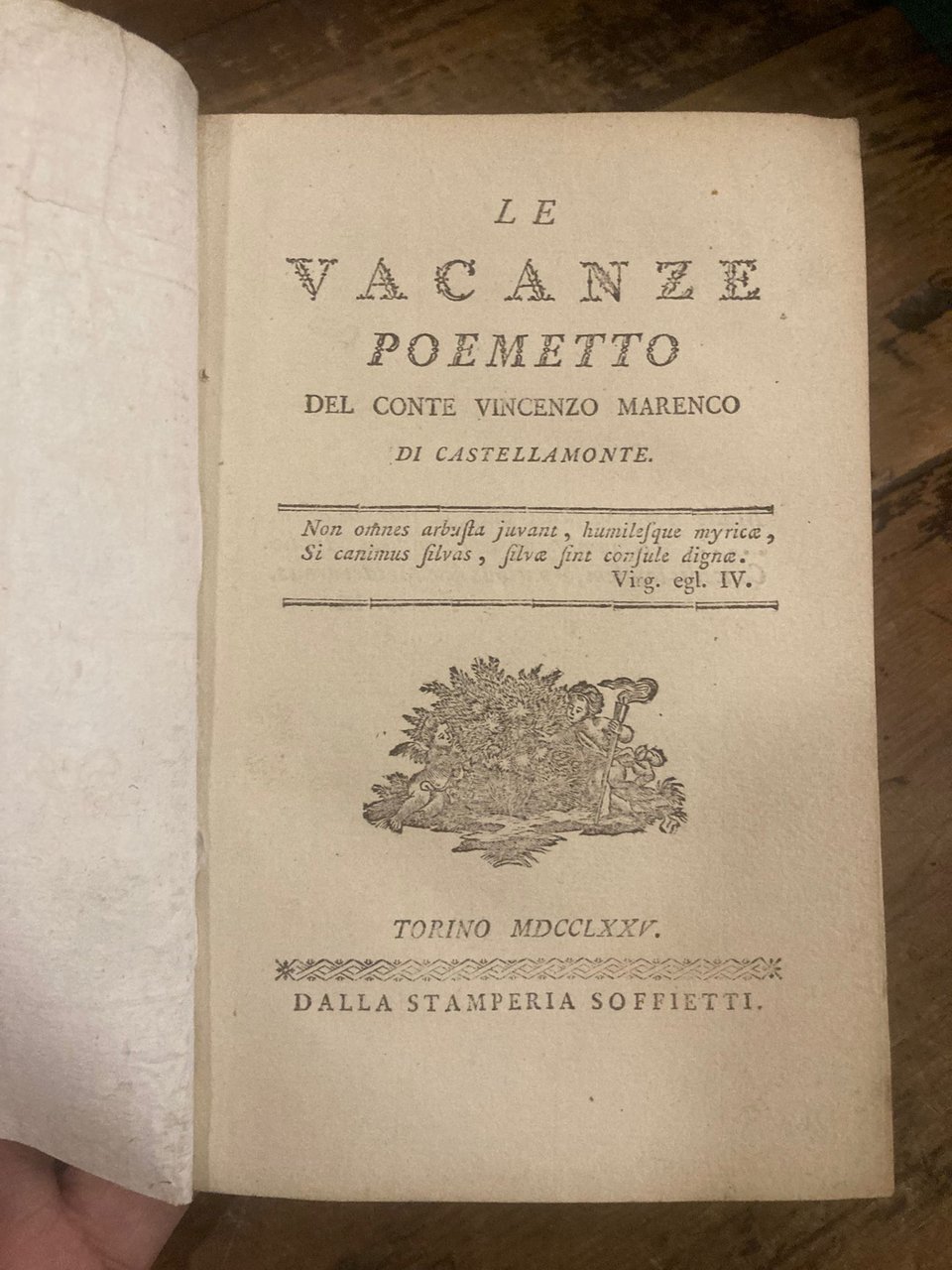 Le vacanze. Poemetto del Conte Vincenzo Marenco di Castellamonte
