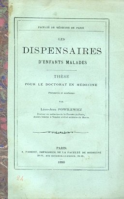 Les dispensaires d'enfants malades. Thèse pour le doctorat en médecine …