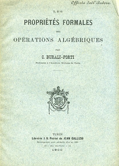 Les propriétés fomales des opérations algébriques