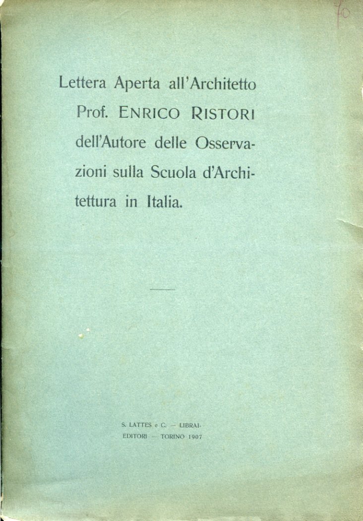 Lettera aperta all'Architetto Prof. Enrico Ristori dell'Autore delle Osservazioni sulla …