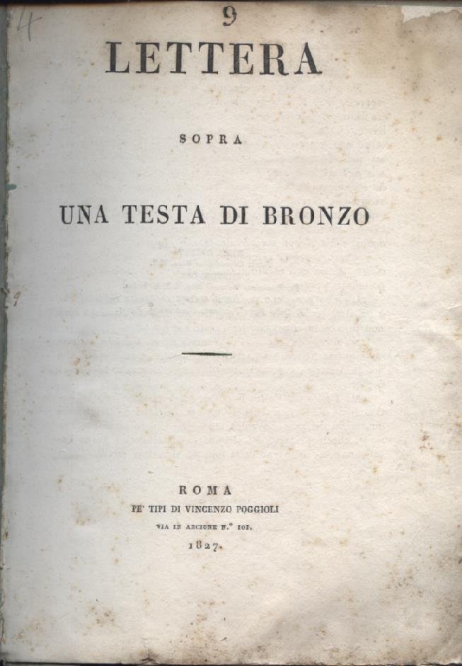 Lettera sopra una testa di bronzo