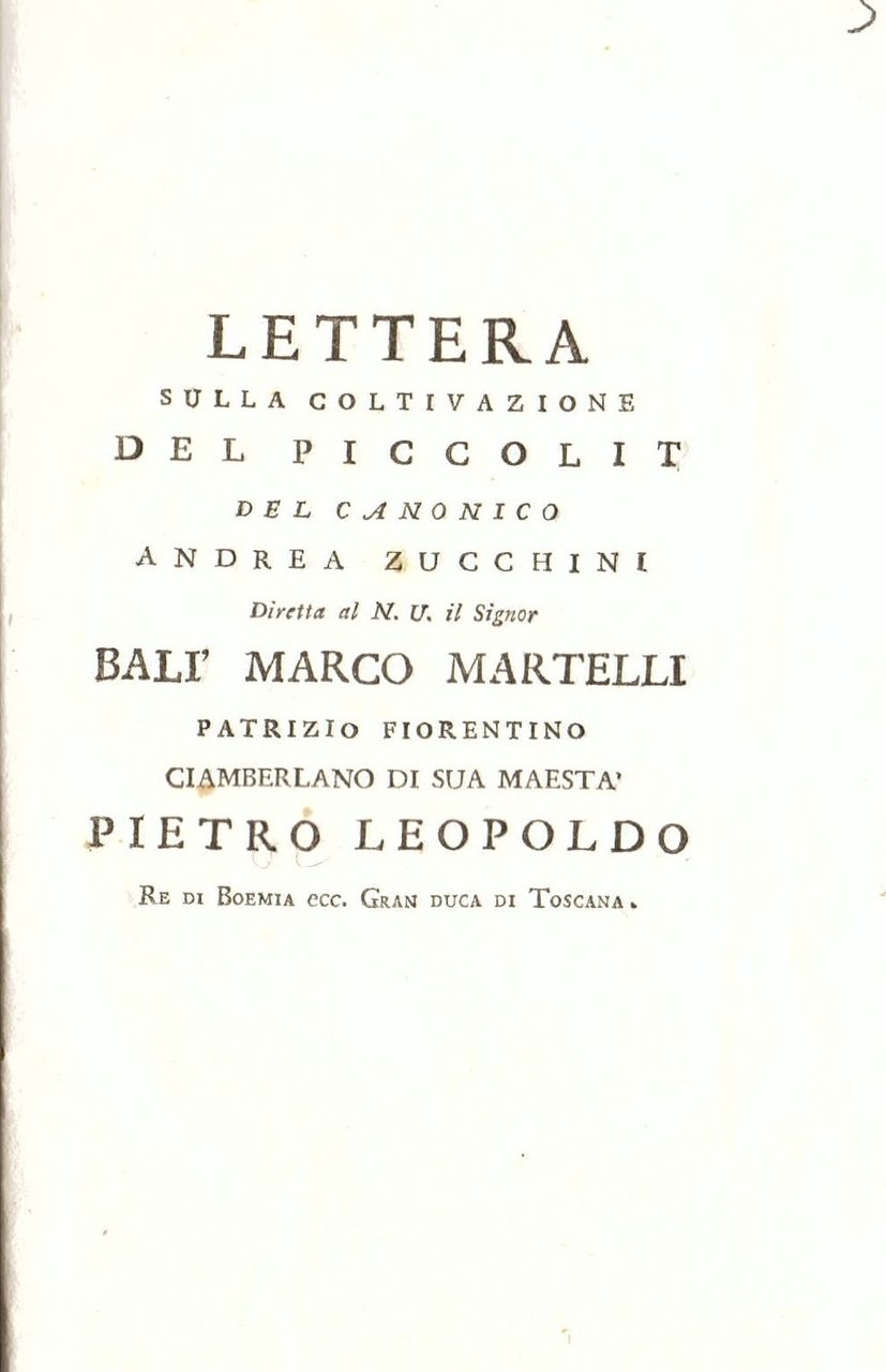 Lettera sulla coltivazione del Piccolit diretta al N. U. il …