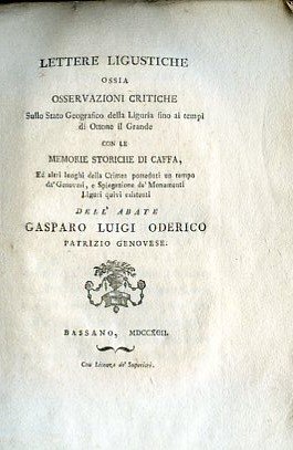 Lettere Ligustiche ossia osservazioni critiche sullo Stato Geografico della Liguria …