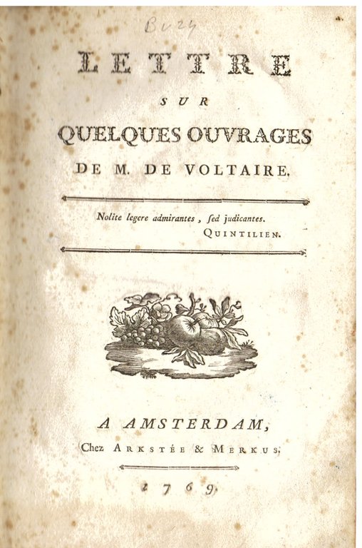 Lettre sur quelques ouvrages de M. de Voltaire