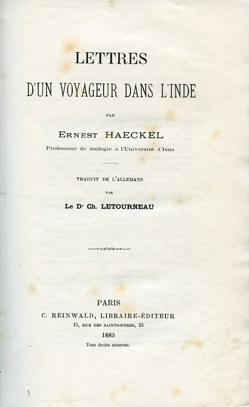 Lettres d'un voyageur dans l'Inde. Traduit de l'allemand par le …