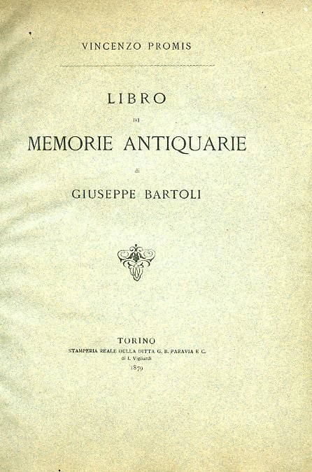Libro di memorie antiquarie di Giuseppe Bartoli
