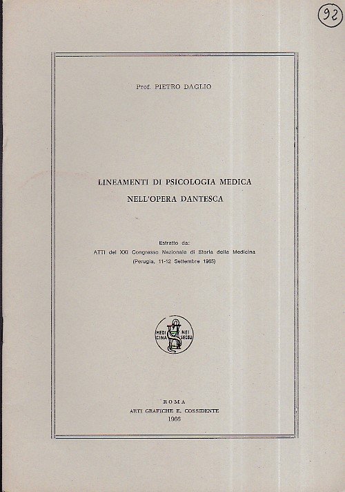 Lineamenti di psicologia medica nell'opera dantesca. Estratto da: Atti del …