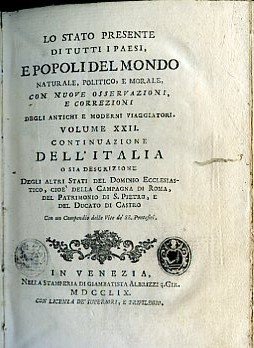 Lo Stato presente di tutti i Paesi, e Popoli del …