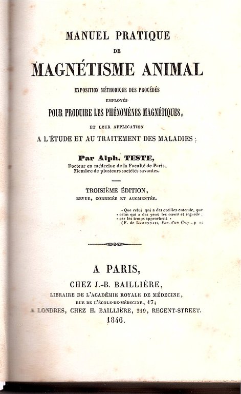 Manuel de magnétisme animal. Exposition méthodique des procédés employés pour …