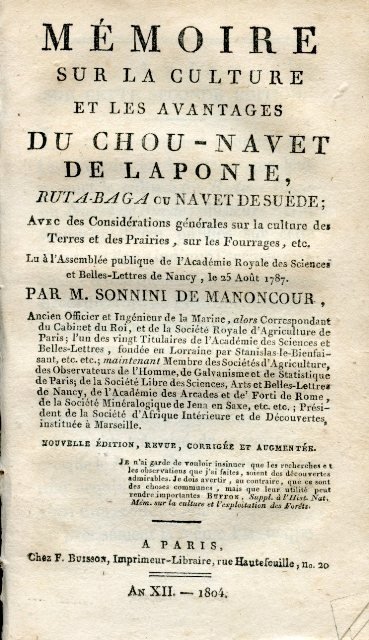 Mémoire sur la culture et les avantages du chou-navet de …