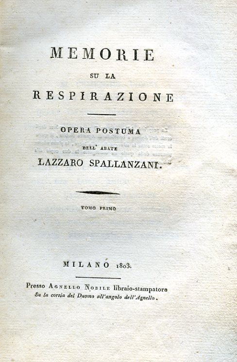 Memorie su la respirazione. Opera postuma