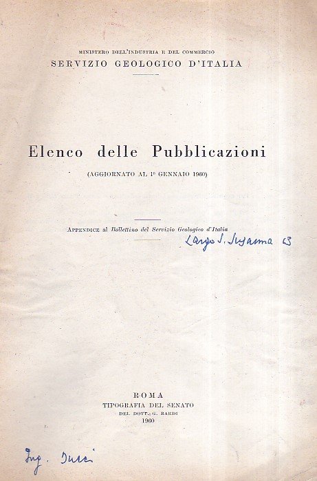 Ministero dell' Industria e del Commercio. Servizio Geologico d' Italia. …