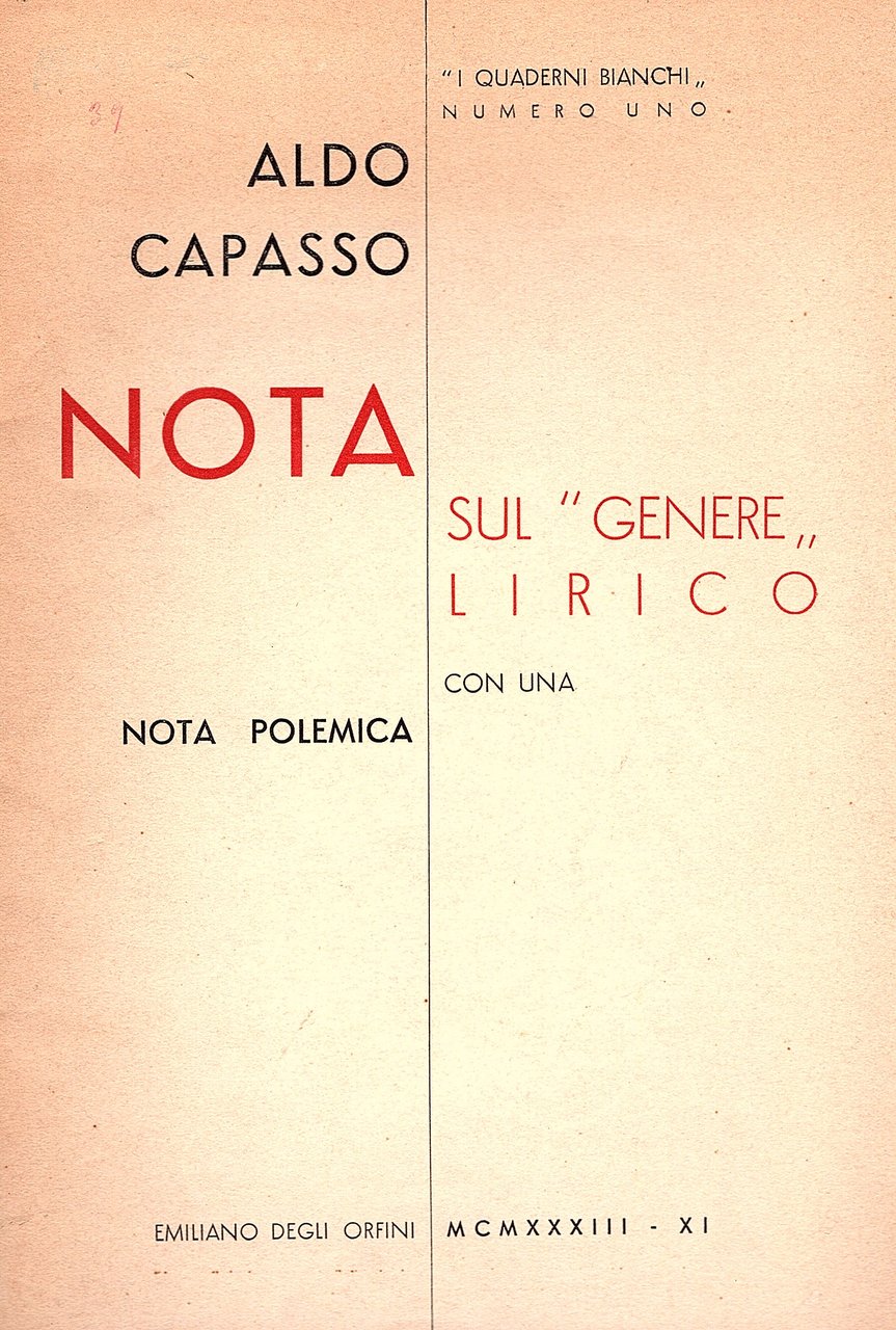 Nota sul genere lirico. Con una nota polemica