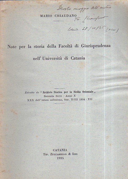 Note per la storia della Facoltà di Giurisprudenza nell'Università di …