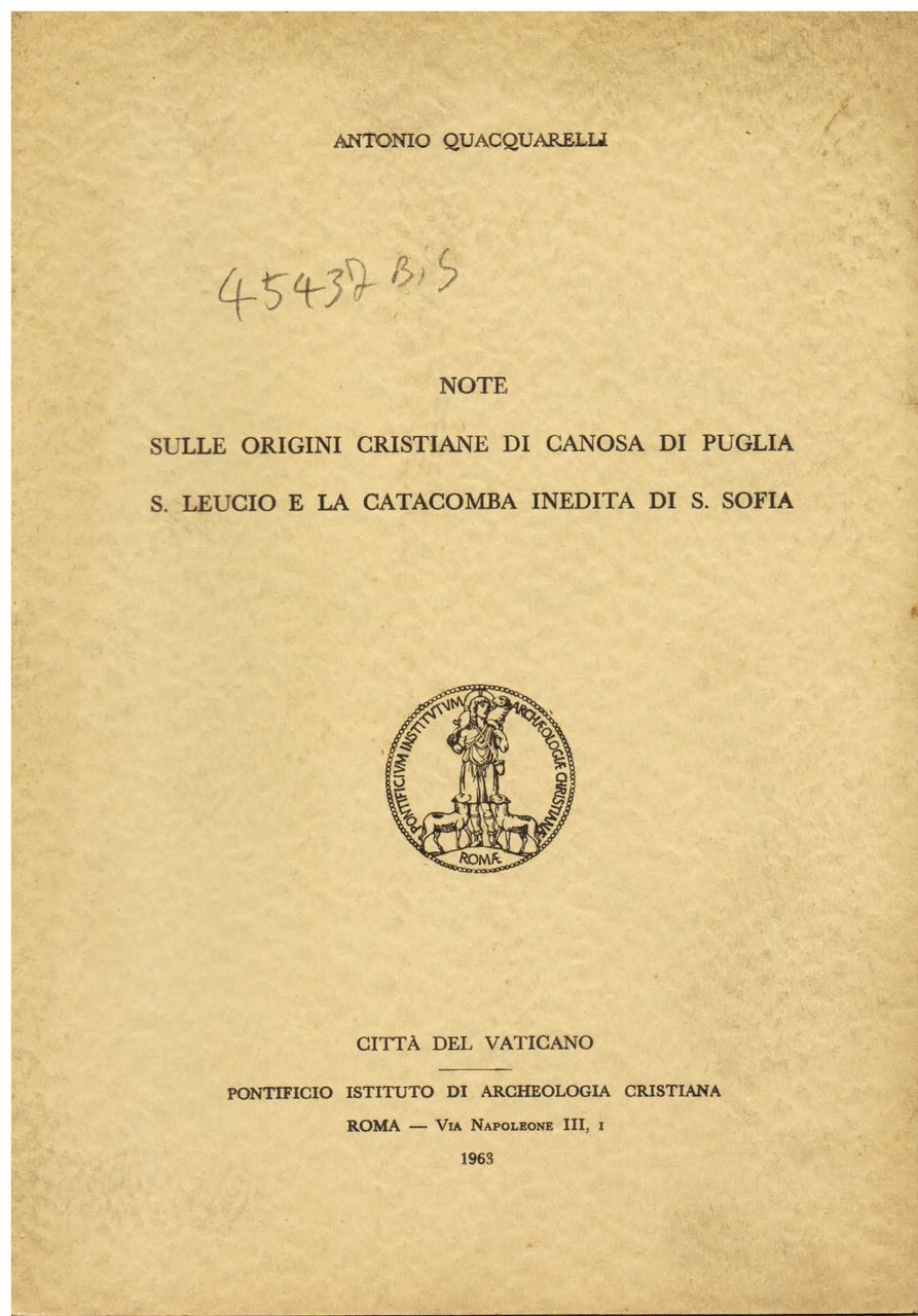 Note sulle origini cristiane di Canosa di Puglia San Leucio …