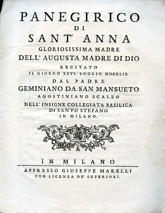 Panegirico di Sant'Anna Gloriosissima Madre dell'Augusta Madre di Dio recitato …