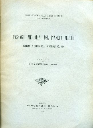 Passaggi meridiani del pianeta Marte osservati in Torino nella opposizione …