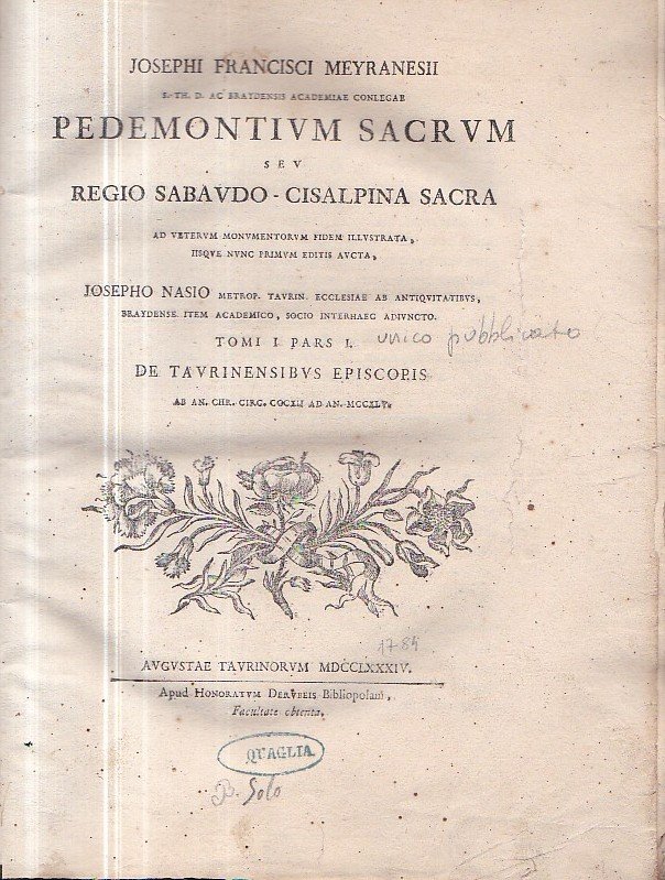 Pedemontium Sacrum seu Regio Sabaudo - Cisalpina sacra ad veterum …