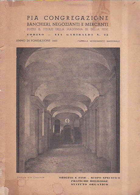 Pia Congregazione Banchieri, Negozianti e Mercanti sotto il titolo della …