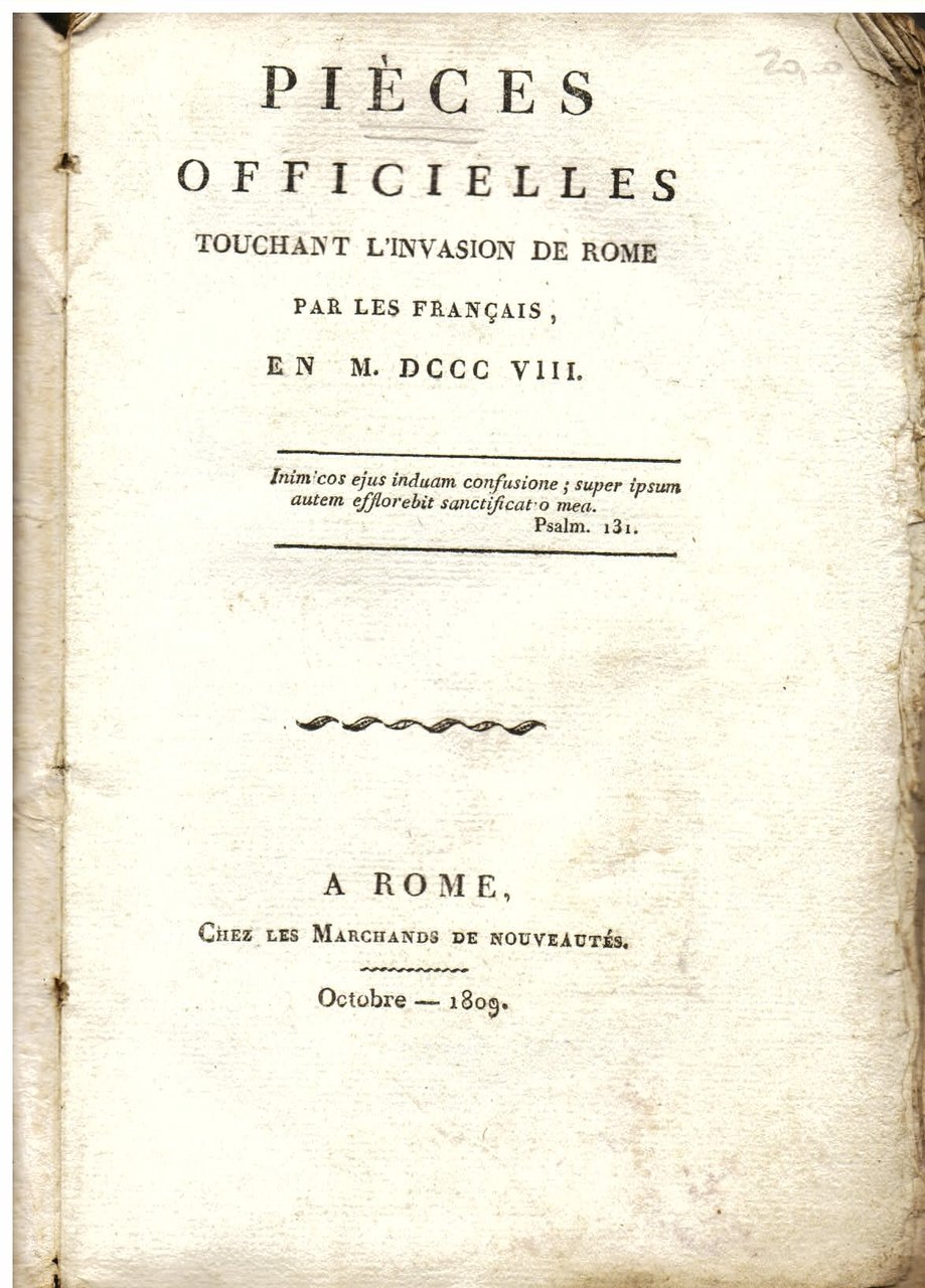 Pièces officielles touchant l' invasion de Rome par les Français, …