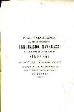 Plauso e gratulazione al nuovo sacerdote Ferdinando Materazzi e alla …