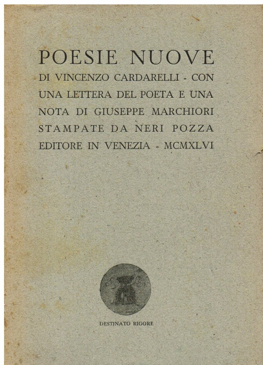Poesie nuove. Con una lettera del poeta e una nota …