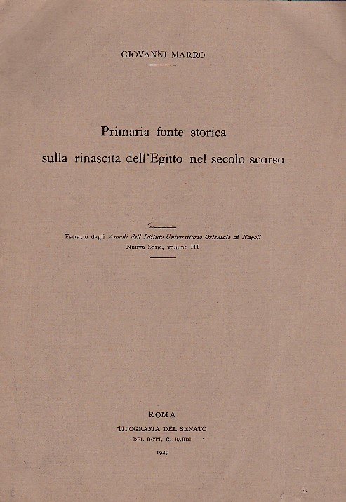 Primaria fonte storica sulla rinascita dell'Egitto nel secolo scorso. Estratto … | Immagine principale