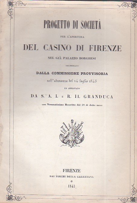 Progetto di società per l'apertura del Casino di Firenze nel …