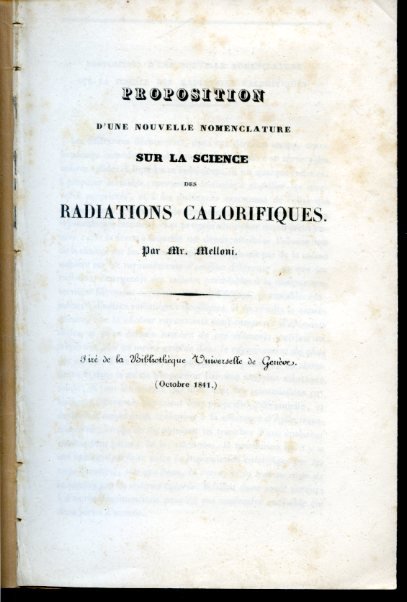 Proposition d'une nouvelle nomenclature sur la science des radiations calorifiques. …