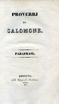 Proverbj di Salomone. Parafrasi