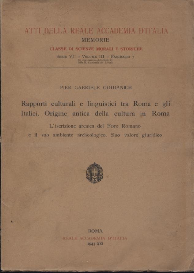 Rapporti culturali e linguistici tra Roma e gli Italici. Origine …