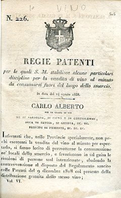 Regie Patenti per le quali S. M. stabilisce alcune particolari …