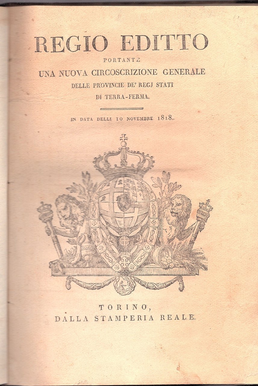 Regio editto portante una nuova circoscrizione generale delle provincie de …