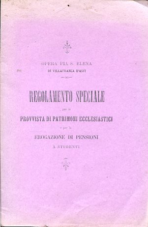 Regolamento speciale per la provvista di patrimoni ecclesiastici e per …