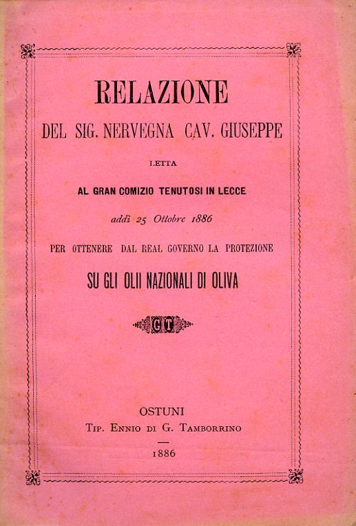 Relazione letta al Gran Comizio tenutosi in Lecce addì 25 …