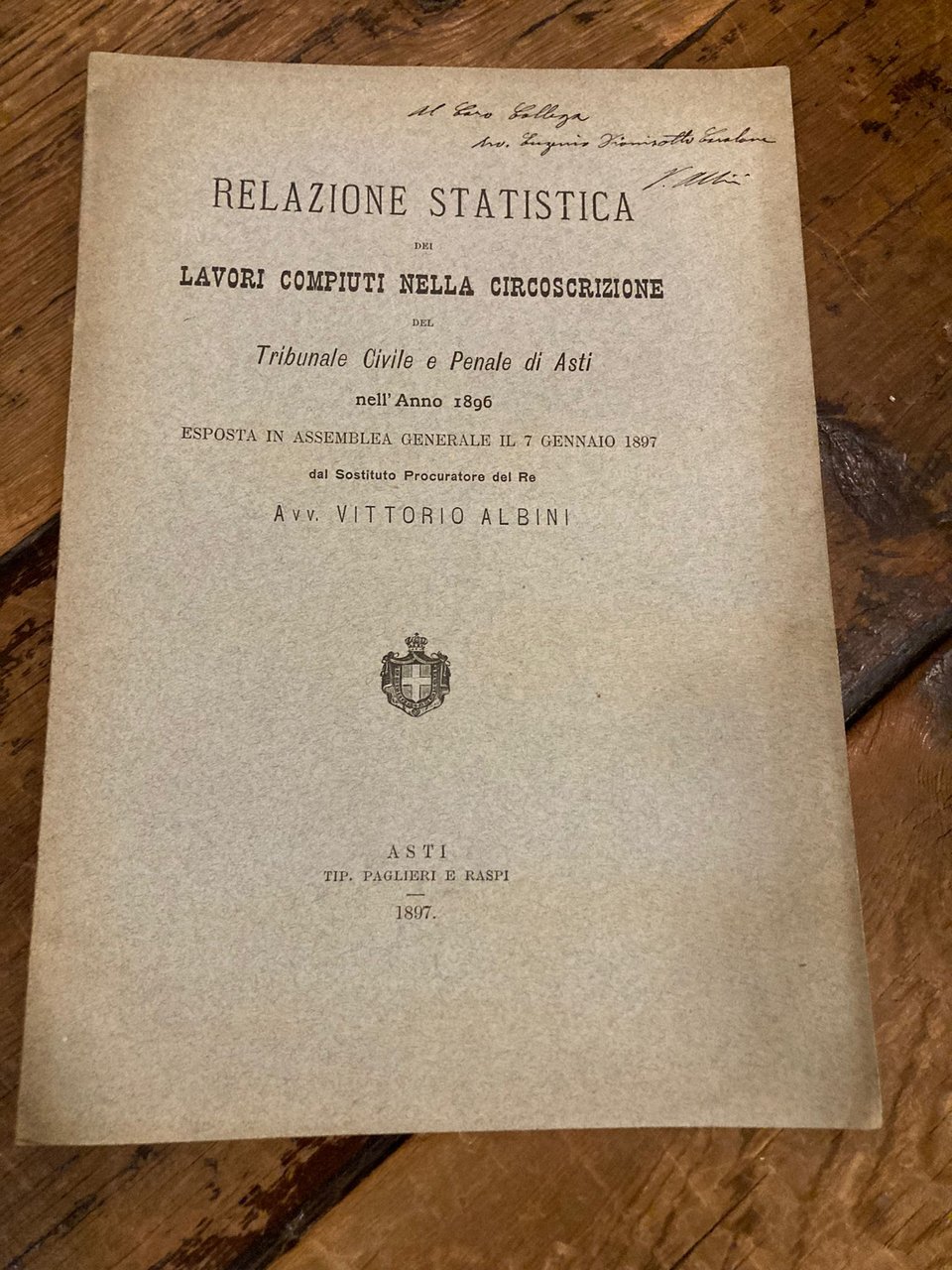 Relazione Statistica dei lavori compiuti nella circoscrizione del tribunale Civile …