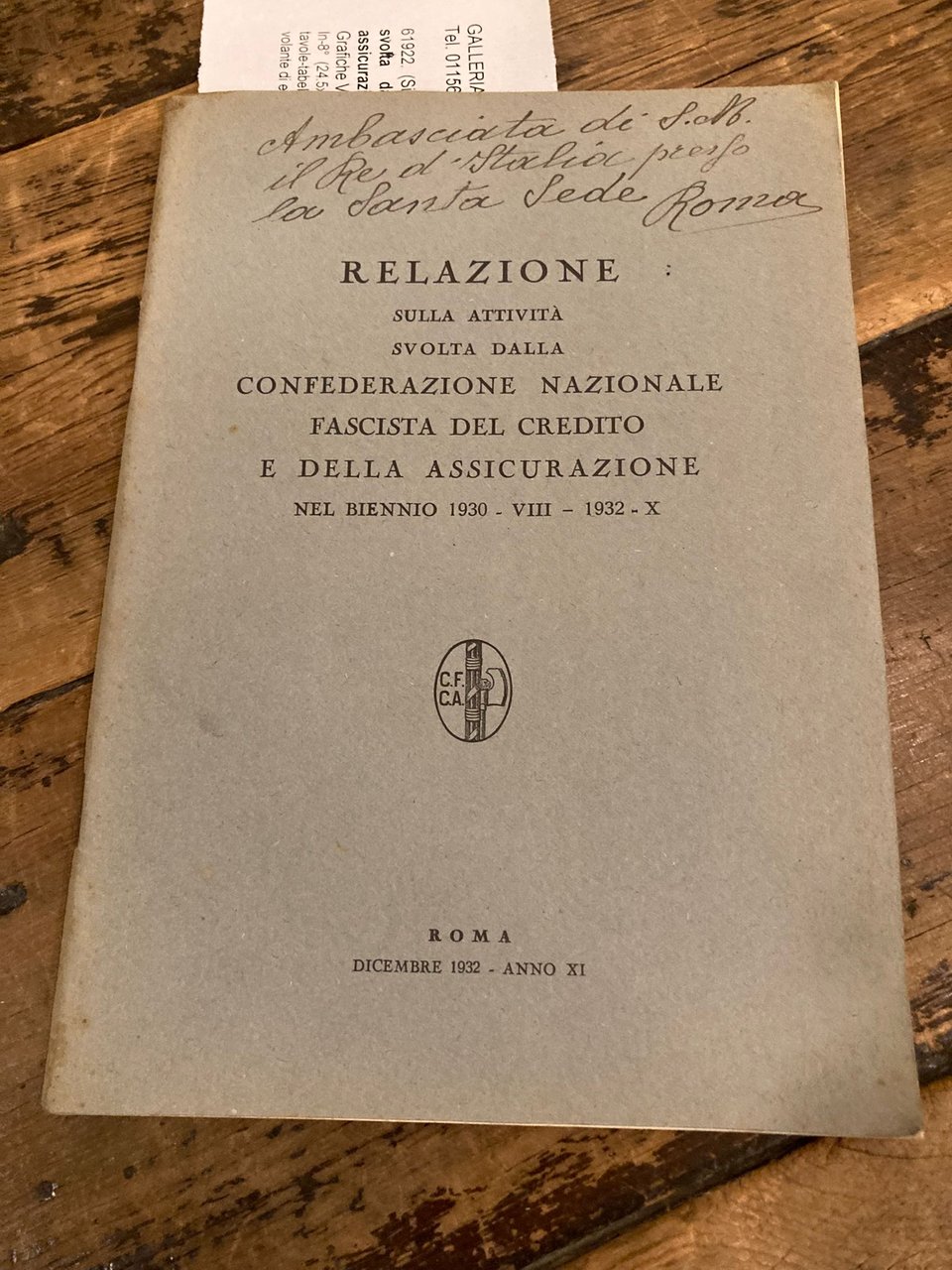 Relazione sulla attività svolta dalla Confederazione Nazionale Fascista del credito …