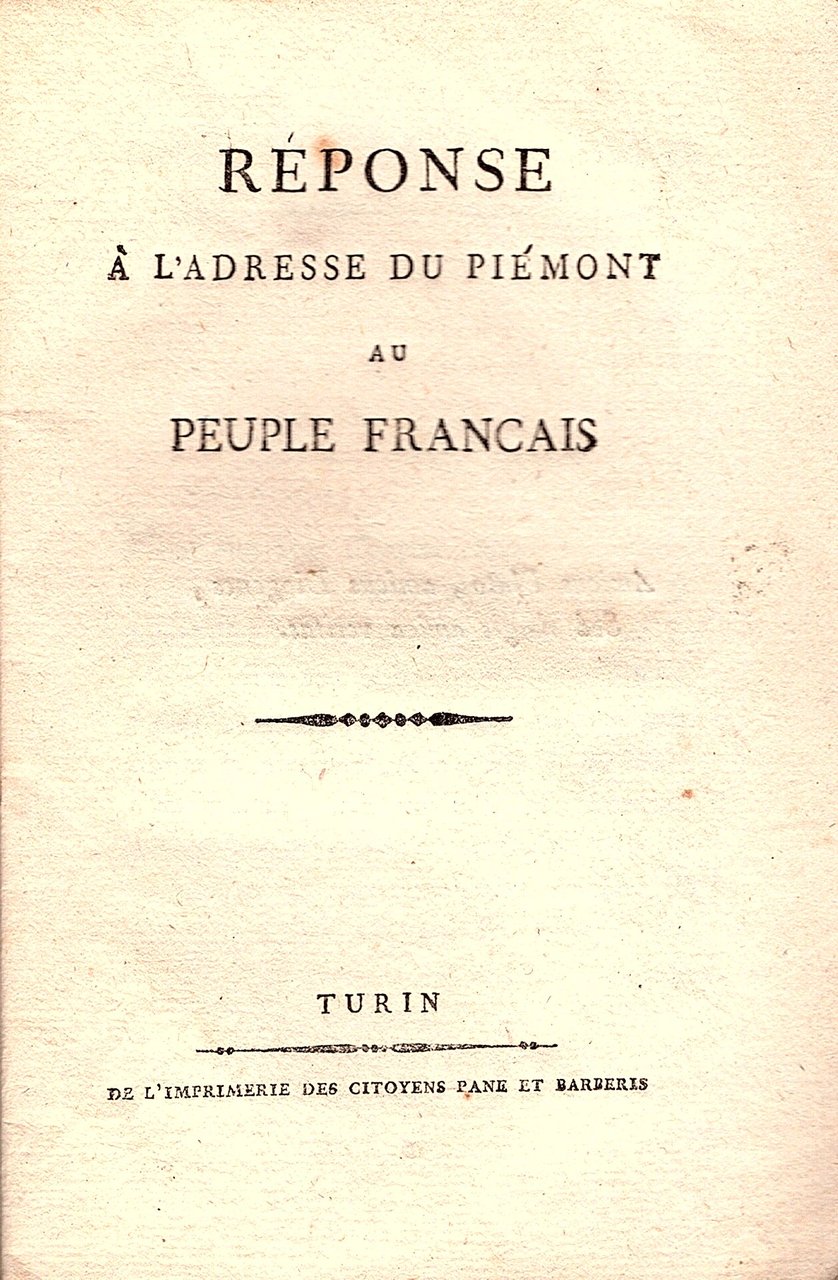 Réponse à l'Adresse du Piémont au peuple français