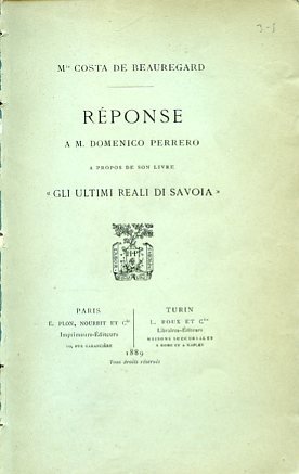 Réponse a M. Domenico Perrero a propos de son livre …
