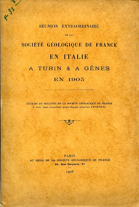 Réunion extraordinaire de la Société Géologique de France en Italie …