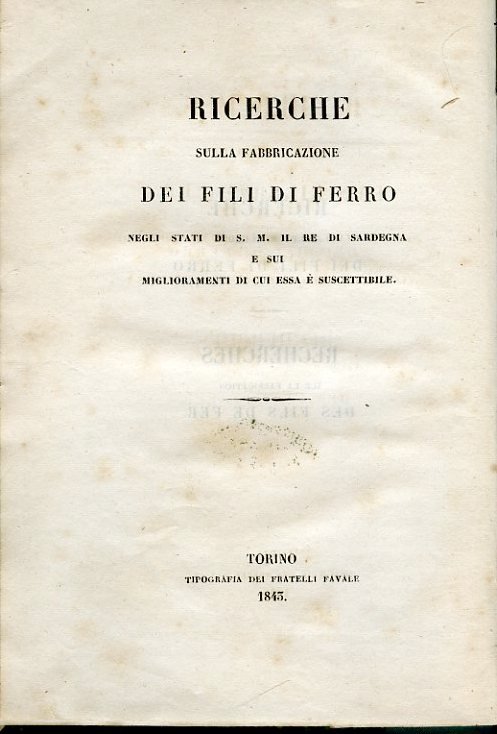 Ricerche sulla fabbricazione dei fili di ferro negli Stati di …