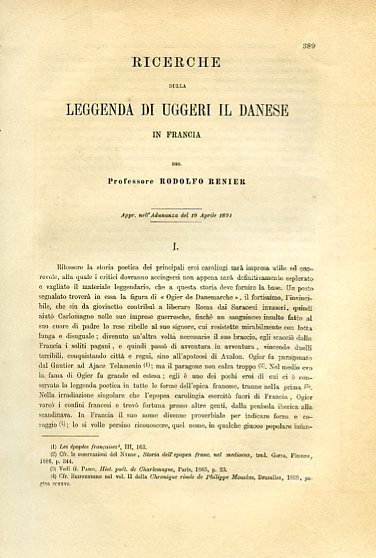 Ricerche sulla leggenda di Uggeri il Danese in Francia